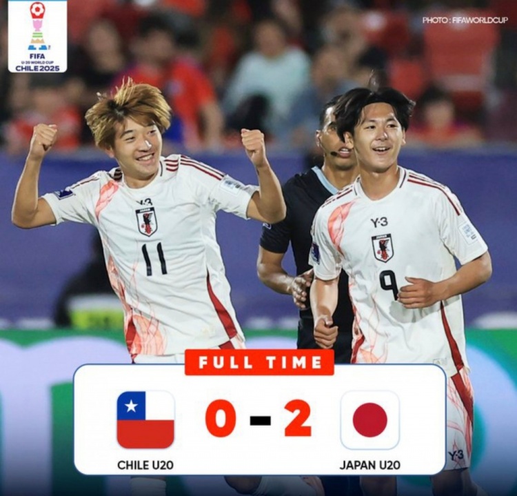 世青赛日本U20以2-0击败智利U20，两连胜领跑小组积分榜